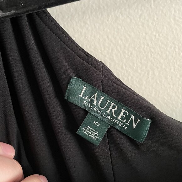 Lauren Ralph Lauren Women 10 Jersey Asymmetrical Layered One Shoulder Jumpsuit - Picture 10 of 13